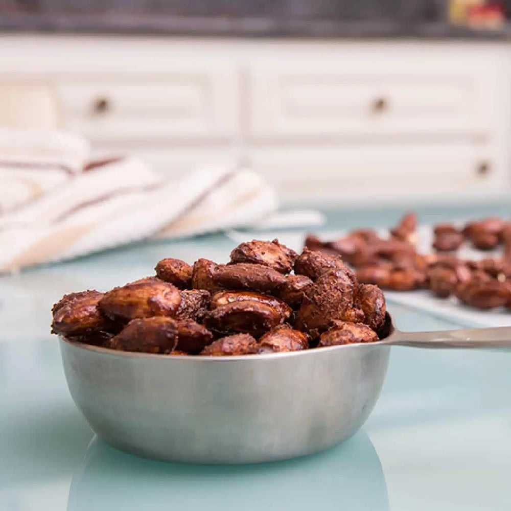 A bowl of Cynful Snax almonds